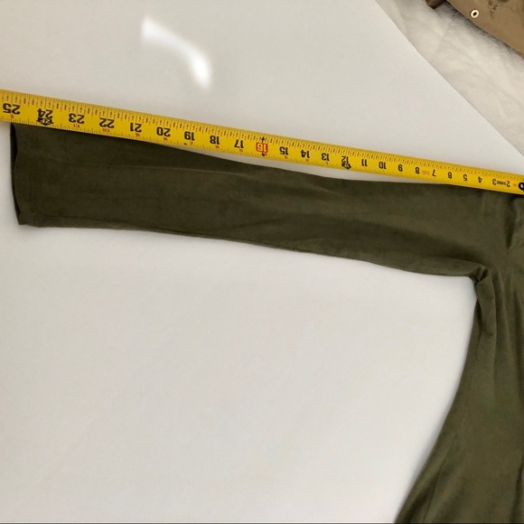 Solemio asymmetrical hem faux suede olive green long sleeve bodycon v-neck dress - Picture 6 of 13